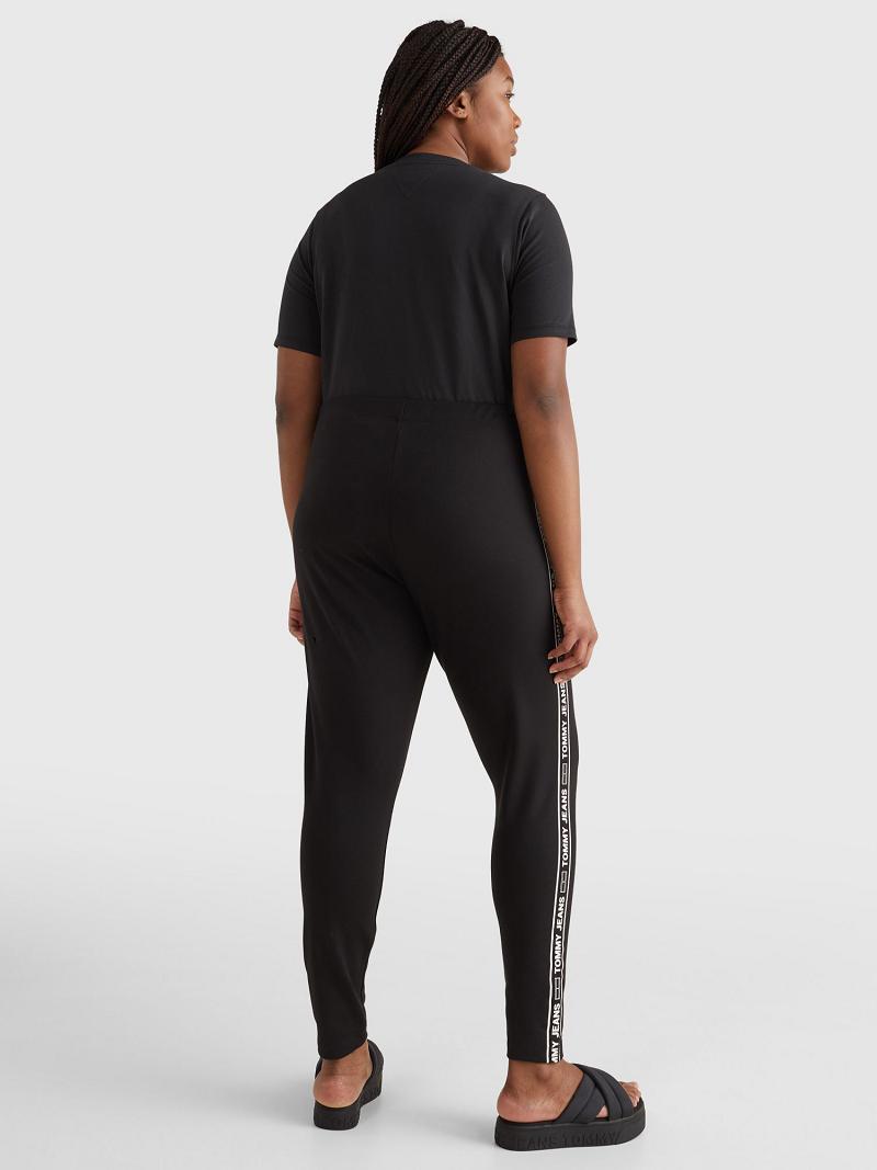 Női Tommy Hilfiger Curve Logo Tape Legging Fekete | HU 219WNB